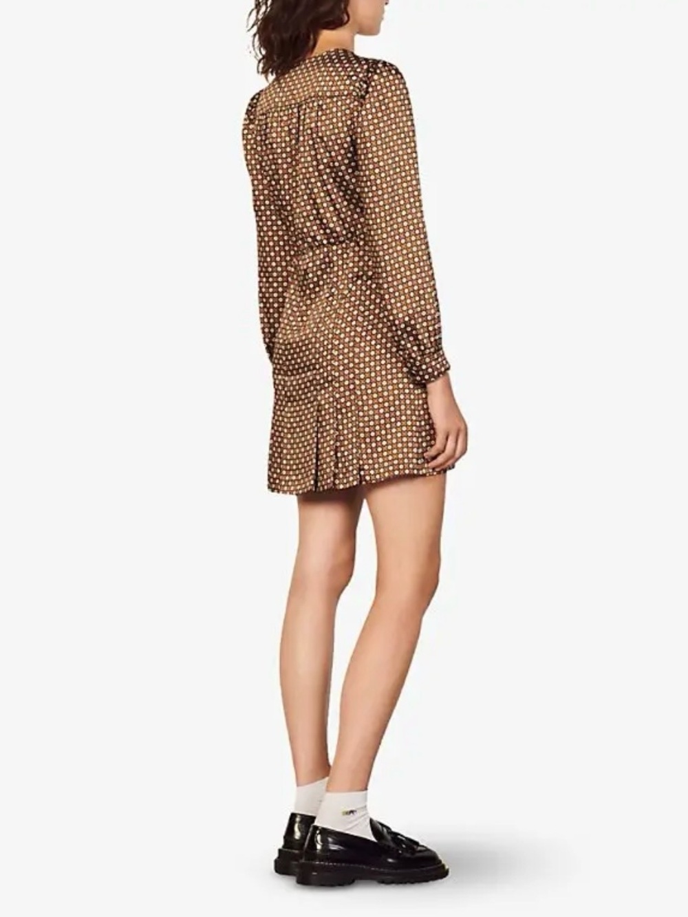 Sandro | Bruns Perrine Printed Satin Button-Front Mini Dress ~ US 4 - Picture 5 of 12